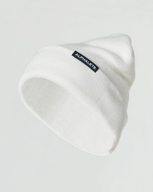 Accesorios Alphalete Essential Foldover Beanie Mujer Blancas | QZVEBR-708