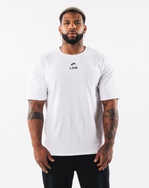 Camisas Alphalete Brushed Crest Tee Hombre Blancas | AWMIBE-391