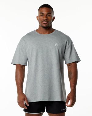 Camisas Alphalete Emblem Tee Hombre Gris | AUMOPR-673