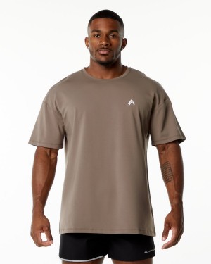 Camisas Alphalete Emblem Tee Hombre Mocha | KVIBXE-706