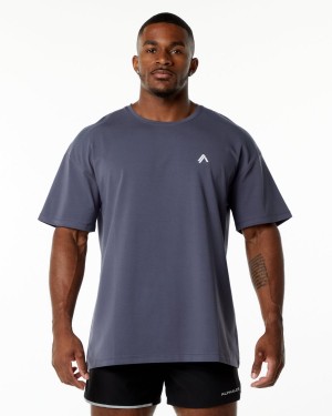 Camisas Alphalete Emblem Tee Hombre Moradas | XHBMNF-107