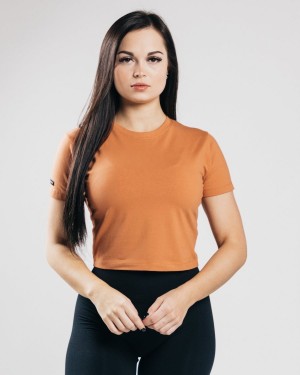 Camisas Alphalete Essential Corta Sleeve Crop Mujer Clay | ZISULD-045