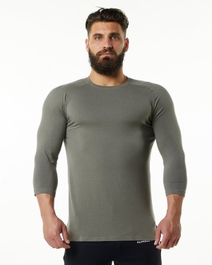 Camisas Alphalete Evo 3/4 Sleeve Tee Hombre Gris | FKHNYE-253