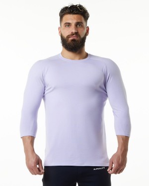 Camisas Alphalete Evo 3/4 Sleeve Tee Hombre Lilac Haze | JPFAYS-204