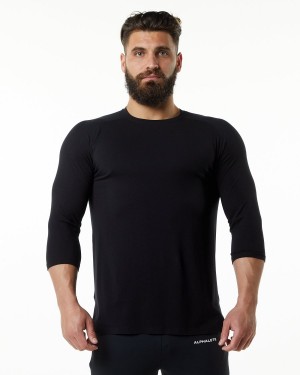 Camisas Alphalete Evo 3/4 Sleeve Tee Hombre Negras | IWOBRG-854