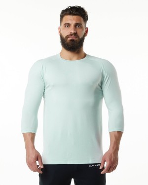 Camisas Alphalete Evo 3/4 Sleeve Tee Hombre Azules | XCDWHJ-983