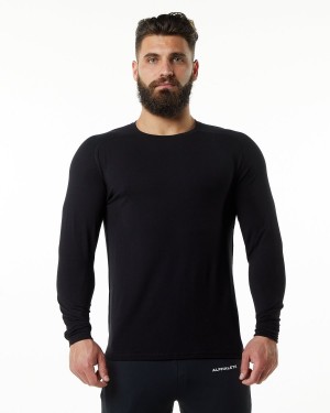 Camisas Alphalete Evo Epaulette Tee Hombre Negras | AXHQGC-036