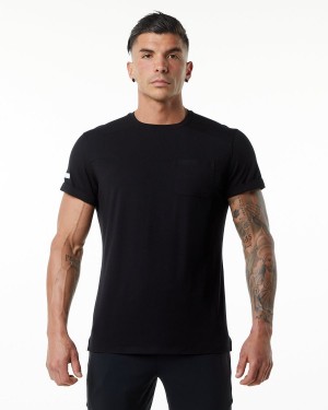 Camisas Alphalete Evo Pocket Tee Hombre Negras | ZSGVAL-935