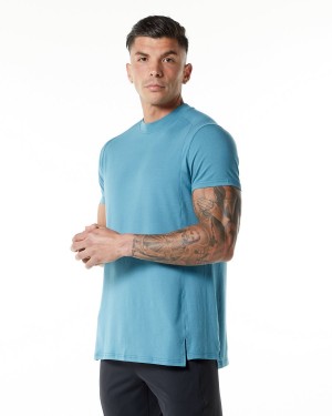 Camisas Alphalete Evo Tee Hombre Azules | MODQCB-408