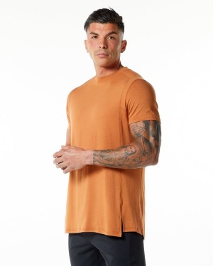 Camisas Alphalete Evo Tee Hombre Camel | FLUHPX-657