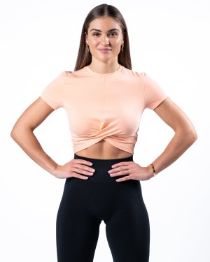 Camisas Alphalete Evo Twist Crop Mujer Coral | HECGMZ-845