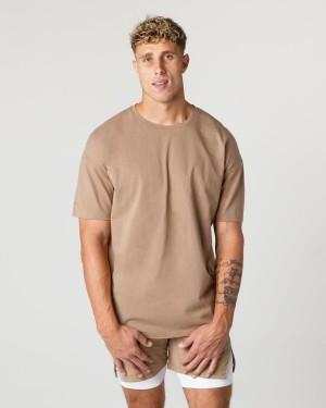 Camisas Alphalete Heavy Algodon Core Tee Hombre Chai | BRPSCV-094