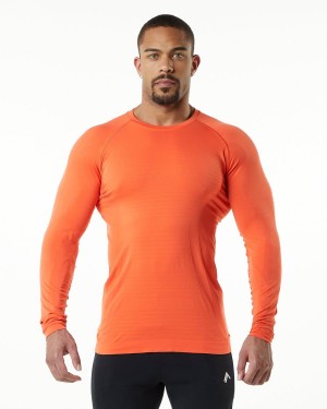 Camisas Alphalete Hero Long Sleeve Tee Hombre Faded Strawberry | EJIHTM-765