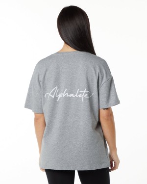 Camisas Alphalete Signature Oversized Tee Mujer Gris | LYMPTO-162