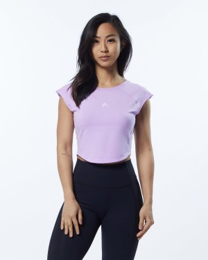 Camisas Alphalete Velocity Crop Tee Mujer Lavanda | XVFSYP-501