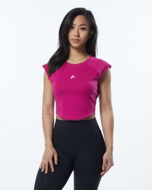 Camisas Alphalete Velocity Crop Tee Mujer Rosas | XKAELF-065