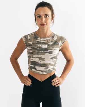 Camisas Alphalete Velocity Crop Tee Mujer Camuflaje | EOVAKR-078