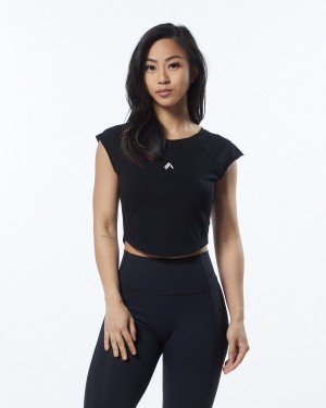 Camisas Alphalete Velocity Crop Tee Mujer Blackout | IHQYRE-403