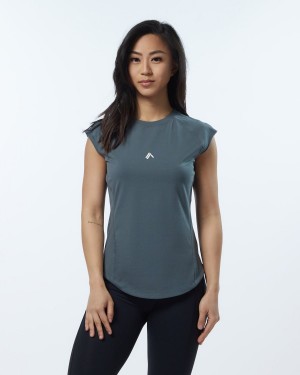 Camisas Alphalete Velocity Tee Mujer Gris | EBVPSI-854