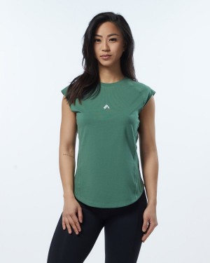 Camisas Alphalete Velocity Tee Mujer Verde | DEMVSQ-987