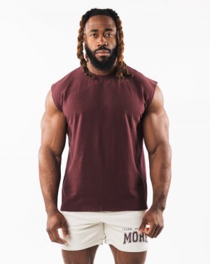 Camiseta Tirantes Alphalete Brushed Wolf Head Muscle Tank Hombre Sangria | EGVXAW-837