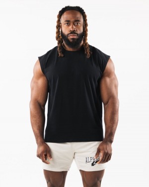 Camiseta Tirantes Alphalete Brushed Wolf Head Muscle Tank Hombre Negras | TXVFJG-716