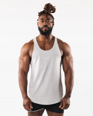 Camiseta Tirantes Alphalete Wolf Head Raw Cut Tank Hombre Gris | JBPTNM-294