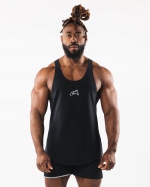 Camiseta Tirantes Alphalete Wolf Head Raw Cut Tank Hombre Negras | UOMWCT-463