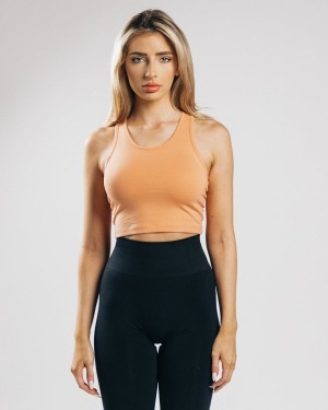 Camiseta sin Manga Alphalete Essential Crop Tank Mujer Naranjas | NMKYQD-301