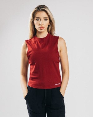 Camiseta sin Manga Alphalete Heavy Algodon Cutoff Mujer Cranberry | LYANDK-615