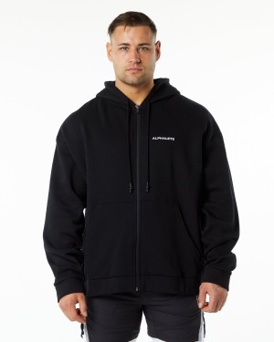 Chaquetas Alphalete Classic Full-Zip Jacket Hombre Negras | JLUXWA-780