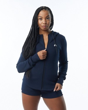 Chaquetas Alphalete ELMTS Atléticos Jacket Mujer Azul Marino | IQTMKC-523