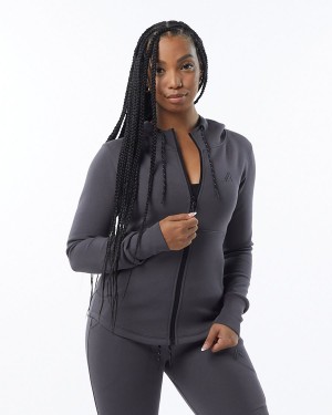 Chaquetas Alphalete ELMTS Atléticos Jacket Mujer Charcoal | DBVIAZ-516