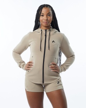 Chaquetas Alphalete ELMTS Atléticos Jacket Mujer Tan | LXNWRS-248