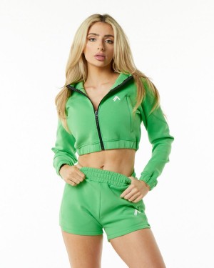 Chaquetas Alphalete ELMTS Full-Zip Crop Jacket Mujer Verde | BAYIHR-310