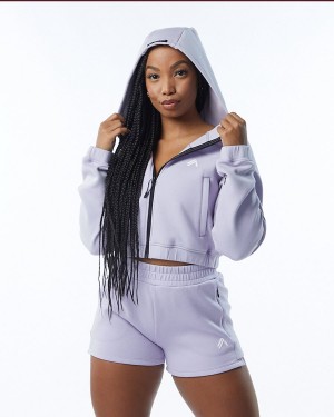 Chaquetas Alphalete ELMTS Full-Zip Crop Jacket Mujer Lilac | XBNKOQ-762