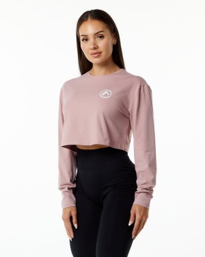 Manga Larga Alphalete Dynasty LS Crop Mujer Mauve | XVLKDP-593