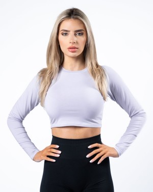 Manga Larga Alphalete Evo Long Sleeve Crop Mujer Lilac Haze | YNBSGW-160