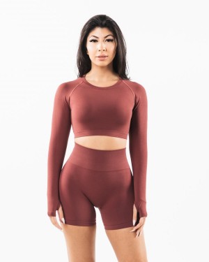 Manga Larga Alphalete Stratus LS Crop Mujer Autumn | IFJTWE-184