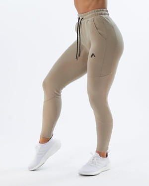 Pantalones Jogger Alphalete ELMTS Zip Jogger Mujer Tan | JCZFXL-781