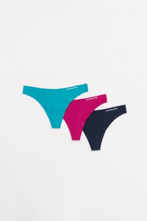 Ropa Interior Alphalete Seamless Tanga 3pk Mujer Turquesa Fucsia | SDIPJV-231