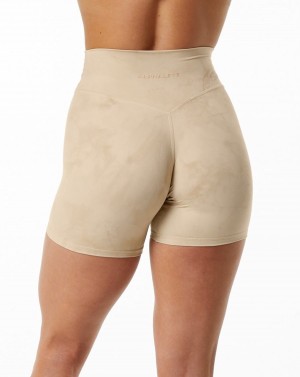 Short Alphalete Alphalux Wonder Corta 6" Mujer Hazelnut | HMWUZV-589