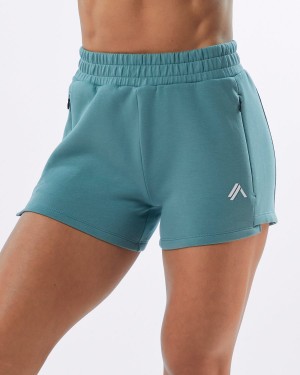 Short Alphalete ELMTS Atléticos Corta 3.5" Mujer Teal | YQGAWX-274