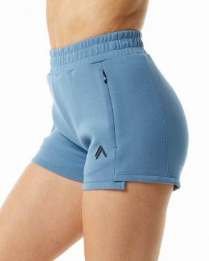 Short Alphalete ELMTS Atléticos Corta 3.5" Mujer Azules | NSXRIL-127