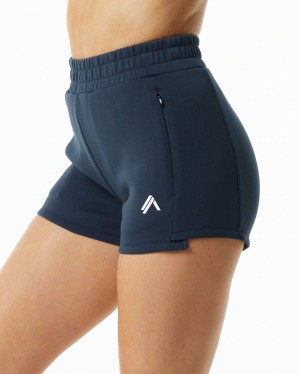 Short Alphalete ELMTS Atléticos Corta 3.5" Mujer Azul Marino | IXSAJO-786