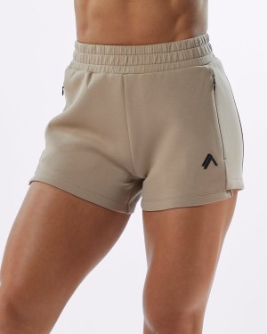 Short Alphalete ELMTS Atléticos Corta 3.5" Mujer Tan | HWYJCD-368