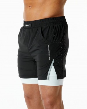 Short Alphalete Infinity Speed Corta 5.5" Hombre Negras Blancas | XDTEUP-658