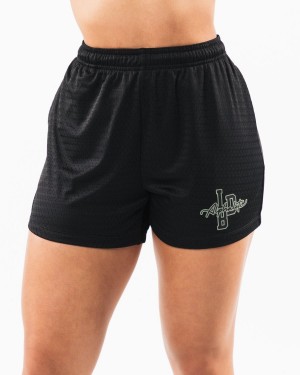 Short Alphalete Signature Mesh Corta 4" Mujer Negras | HFCJVB-317