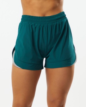 Short Alphalete Stride Corta 3" Mujer Velvet Teal | FMAPXZ-823