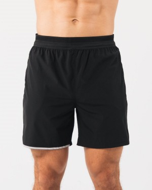 Short Alphalete Studio Corta 6" Hombre Negras Plateadas | UAOLEH-927